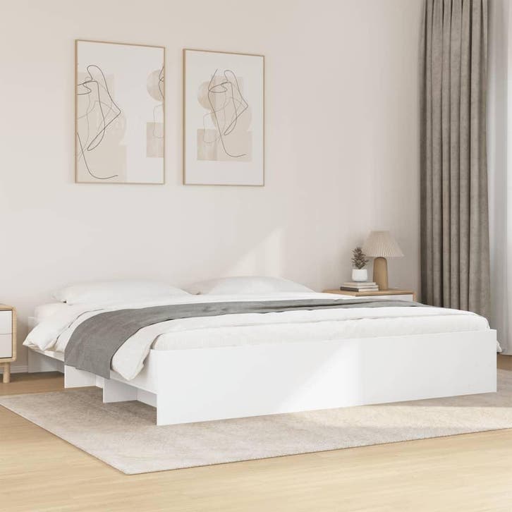 vidaXL Bedframe zonder matras 180x200 cm spaanplaat wit, Huis en Inrichting, Slaapkamer | Bedden, 80 cm, 200 cm, Wit, Eenpersoons