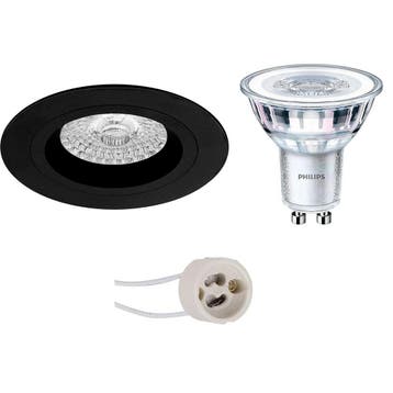 GU10 Inbouwspot Set - Mat Zwart - Inbouw Rond - Philips -, Ophalen of Verzenden, Nieuw, Plafondspot of Wandspot