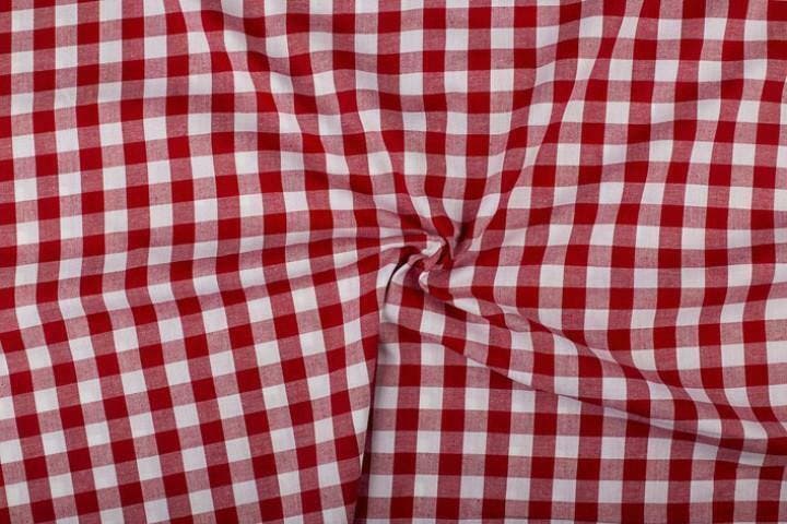 Geruite stof rood wit geruit - 18mm geruit, Hobby en Vrije tijd, Stoffen en Lappen, 120 cm of meer, 200 cm of meer, Rood, Nieuw