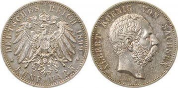 Duitsland 5 Mark Albert Sachsen 1899 E vorzueglich/stempe..., Verzenden