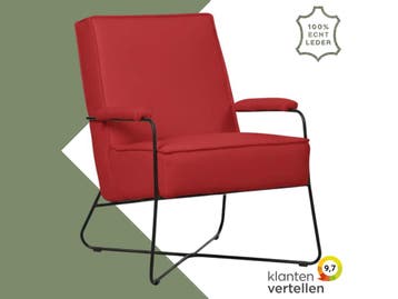Leren fauteuil Hope - Toledo Ducati (rood), Nieuw, Ophalen of Verzenden, Eigentijds, Industrieel, Modern, Scandinavisch, 50 tot 75 cm