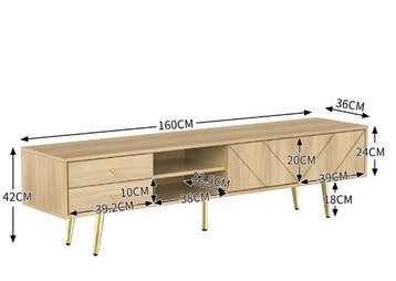 TV-Kast met 2 Deuren, 2 Lades en LED-Verlichting – 160 cm, Huis en Inrichting, Kasten | Televisiemeubels, Verzenden, Nieuw