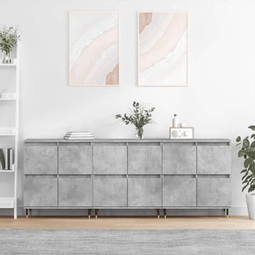 vidaXL Dressoirs 3 st bewerkt hout betongrijs, Verzenden, Nieuw, Overige houtsoorten, Minder dan 50 cm