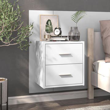vidaXL Nachtkastje wandgemonteerd hoogglans wit, Huis en Inrichting, Slaapkamer | Nachtkastjes, Minder dan 45 cm, Verzenden, Nieuw