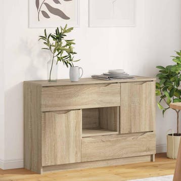 vidaXL Dressoir Sonoma Eiken 100 x 30 x 65,6 Bewerkt hout, Verzenden, Nieuw, Overige houtsoorten, Minder dan 50 cm