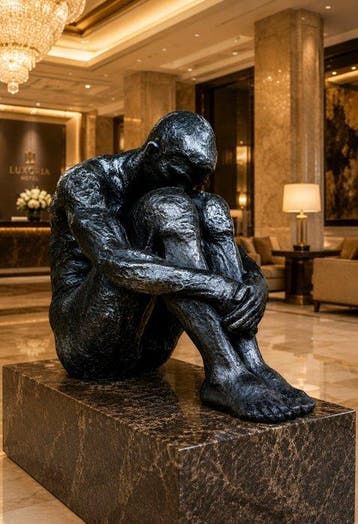 sculptuur, Modern Sitting Man Sculpture – Creative Artistic