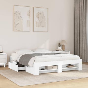 vidaXL Bedframe zonder matras 160x200 cm spaanplaat wit, Verzenden, Wit, 200 cm, 160 cm