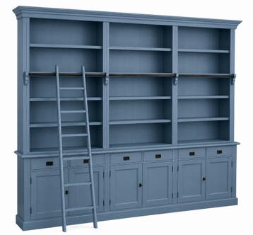 Boekenkast oud blauw  met trap Reeuwijk 300 x 240cm, Huis en Inrichting, Kasten | Boekenkasten, Ophalen of Verzenden, Nieuw