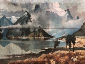Robert Leigh (XIX) - Paysage de montagne et de mer, Nouvelle
