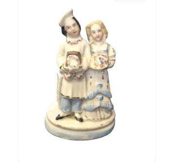 Staffordshire porzellan 1865 - Beeldje - Paar mit Körben -, Antiek en Kunst