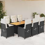vidaXL 9-delige Tuinset poly rattan zwart, Tuin en Terras, Nieuw, 8 zitplaatsen, Tuinset, Verzenden