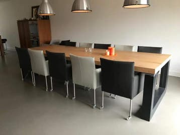 Set van 10 leren kuip eetkamerstoelen - met wieltjes -, Ophalen of Verzenden, Nieuw, Leer