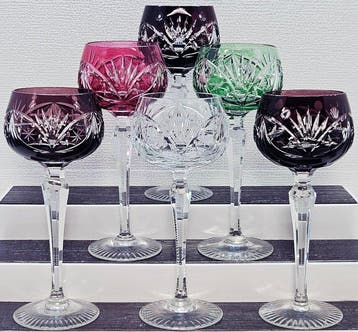 |- (6) x *große & prächtige Lausitzer Bleikristallglas Set