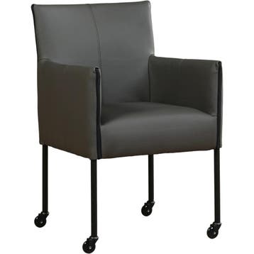 Set van 8 Leren eetkamerstoelen More - Toledo Antracite, Huis en Inrichting, Stoelen, Ophalen of Verzenden, Nieuw, Leer