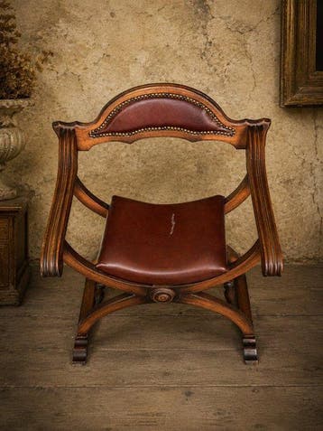 Fauteuil - Hout, Leder - Savonarola