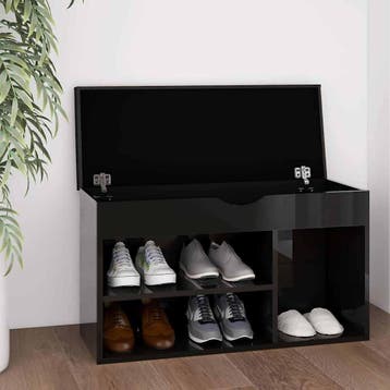 vidaXL Schoenenbank met kussen 80x30x47 cm hout hoogglans, Verzenden, Nieuw