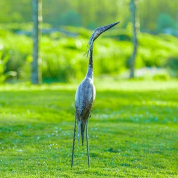 Mooievogels.nl - metalen reiger, Antiek en Kunst, Kunst | Beelden en Houtsnijwerken, Ophalen of Verzenden