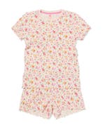 HEMA Kinder shortama rib bloemen gebroken wit, Verzenden, Nieuw