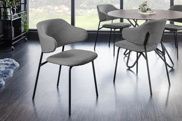 Design stoel VOGUE grijs Boucle zwart metalen poten - 43150, Ophalen of Verzenden, Nieuw