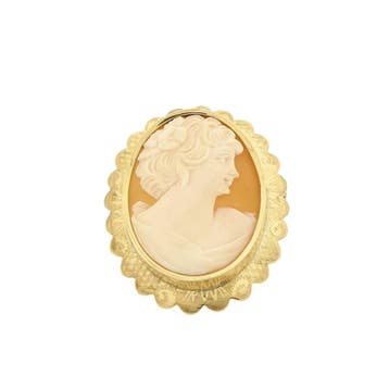 Antiek gouden broche/hanger met camee (Hanger of bedel), Ophalen of Verzenden, Gebruikt, Goud, Overige merken