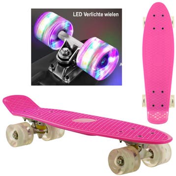 Sajan - Skateboard - LED - Penny board - Roze - 22.5 inch -, Verzenden, Nieuw, Skateboard