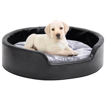 vidaXL Hondenmand 69x59x19 cm pluche en kunstleer zwart en, Dieren en Toebehoren, Verzenden, Nieuw