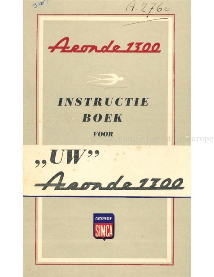 1956 SIMCA ARONDE 1300 INSTRUCTIEBOEKJE NEDERLANDS, Auto diversen, Handleidingen en Instructieboekjes