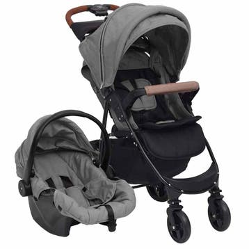vidaXL Kinderwagen 3-in-1 staal lichtgrijs, Verzenden, Nieuw