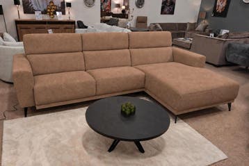 Loungebank Enschede - hoekbanken - Bruin, Huis en Inrichting, Nieuw, 150 cm of meer, Stof, 250 tot 300 cm