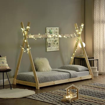 Kinderbed Onejda Tipi grenen met bedbodem 90x200 cm hout, Verzenden, Nieuw