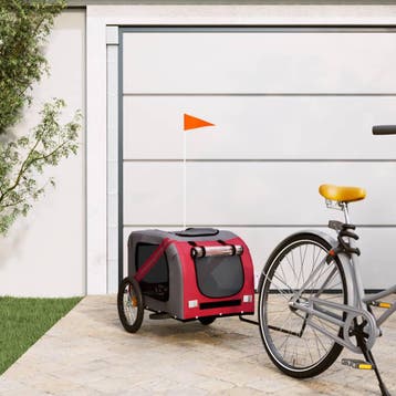 vidaXL Hondenfietstrailer oxford stof en ijzer rood en grijs, Verzenden, Nieuw