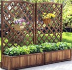 Houten verhoogd tuinbed met latwerk voor groenten en planten, Verzenden, Nieuw