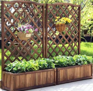 Houten verhoogd tuinbed met latwerk voor groenten en planten, Verzenden, Nieuw