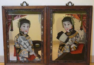 Paire de portraits de dames chinoises — Dynastie Qing -