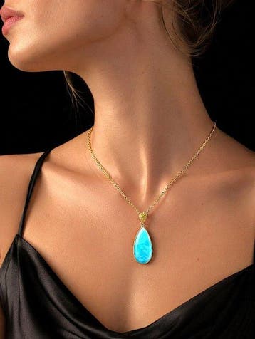 Blue Larimar Sieraden - 925 sterling zilveren hanger -