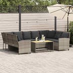 vidaXL Tuinbank met kussens poly rattan lichtgrijs, Verzenden, Nieuw