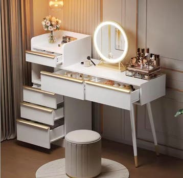 Kaptafel met LED-verlichting en 6 lades – uitschuifbaar, Huis en Inrichting, Tafels | Kaptafels, Verzenden, Nieuw