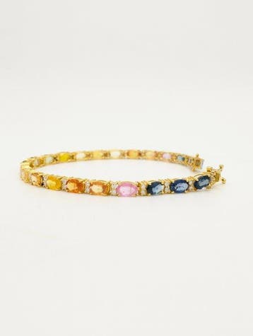 Armband - 18 karaat Geel goud Saffier - Diamant, Nieuw