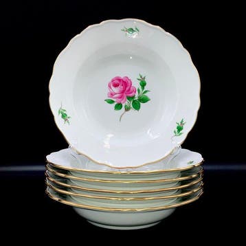 Meissen - Exquisite Set of 6 Soup Plates (24,5 cm) - Red