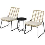 TRUUSK Bistroset - 2 Rotan Stoelen &amp; 1 Tafel - Metalen P, Verzenden, Nieuw