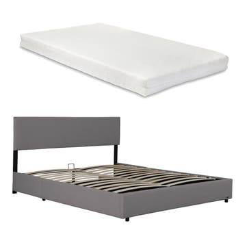 Tweepersoonsbed Juva met matras en opbergruimte 180x200 cm g, Verzenden, Nieuw