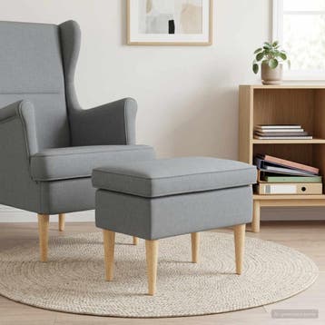 vidaXL Voetenbank Lichtgrijs 55 x 35 x 41 cm Polyester, Huis en Inrichting, Stoelen, Verzenden, Nieuw