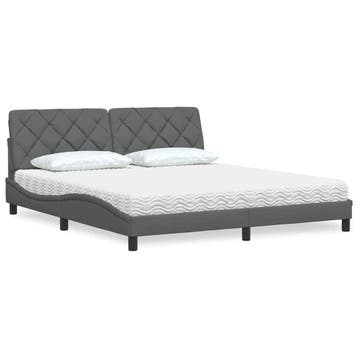 vidaXL Bed met matras stof donkergrijs 180x200 cm, Eenpersoons, Verzenden, Nieuw, 80 cm