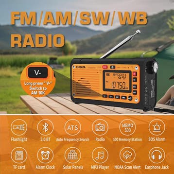 Noodweer Radio XHDATA D-608WB - Crank, NOAA Alert, Bluetooth, Verzenden, Nieuw