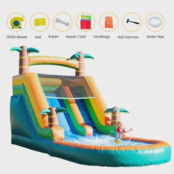 Gigantische Opblaasbare Waterglijbaan met Zwembad - 21ft Com