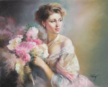 Domingo Alvarez Gomez (1942) - La Dame aux fleurs - NO