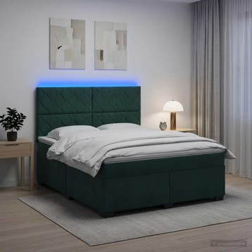 vidaXL Boxspringbed met matras Donkergroen 140 x 200 cm, Verzenden, Nieuw, Groen, Stof