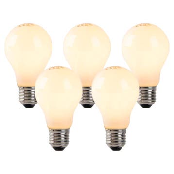 Set van 5 E27 LED flame filament lampen opaal glas 3W 250, Verzenden, Nieuw