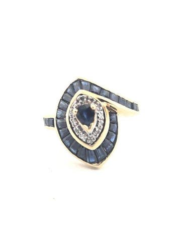 Ring - 18 karaat Geel goud Saffier - Diamant, Sieraden, Tassen en Uiterlijk, Ringen, Nieuw