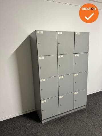 Lockerkast - zilvergrijs - 12 lockers, Werkplek, Ophalen of Verzenden, Gebruikt, Kast
